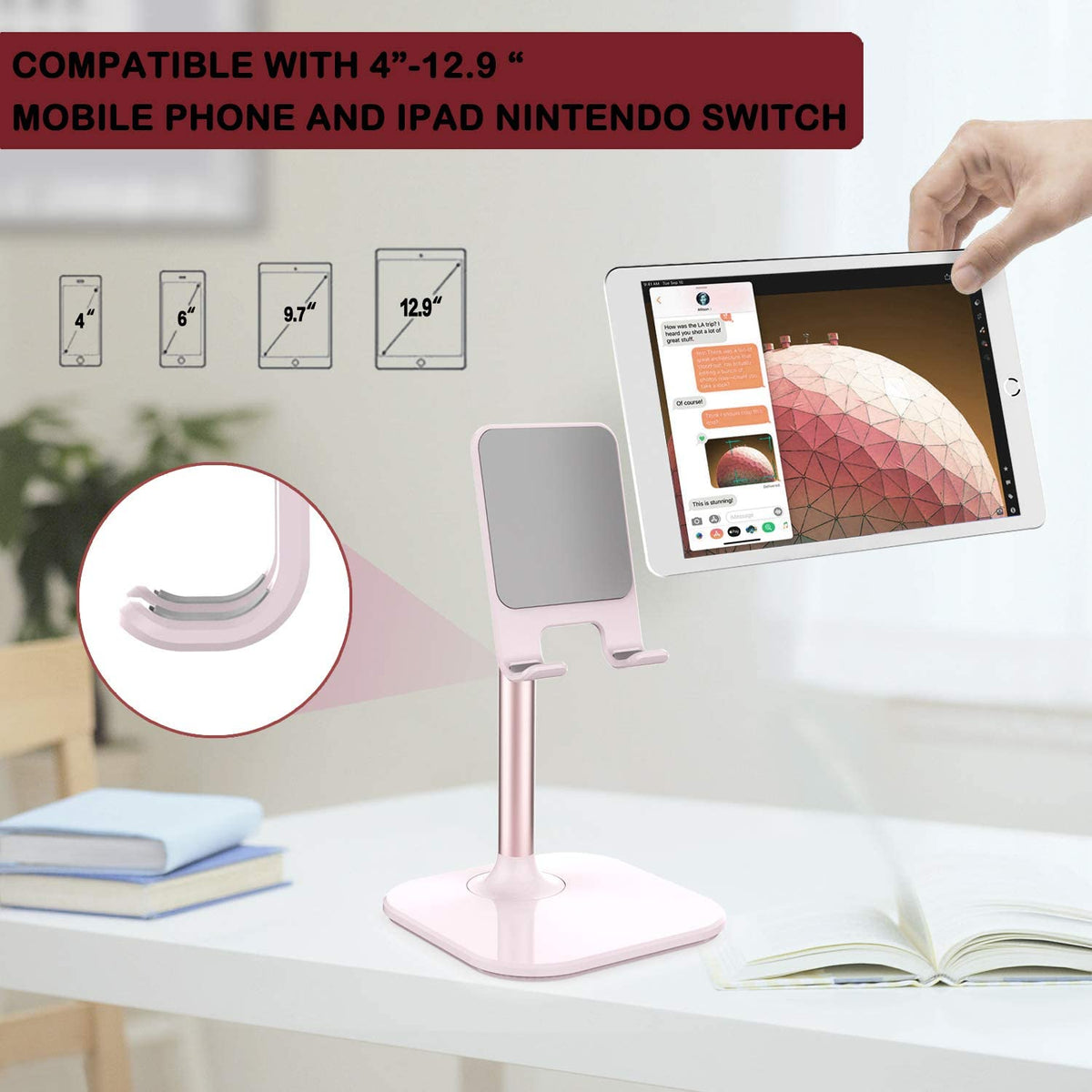 Cell Phone Stand, Valentine'S Day Gifts for Teens Girls Boys Adults Women Men Mom Wife, Phone Stand for Desk, Phone Holder Stand Compatible with Iphone and All Mobile Phones Tablet, Pink