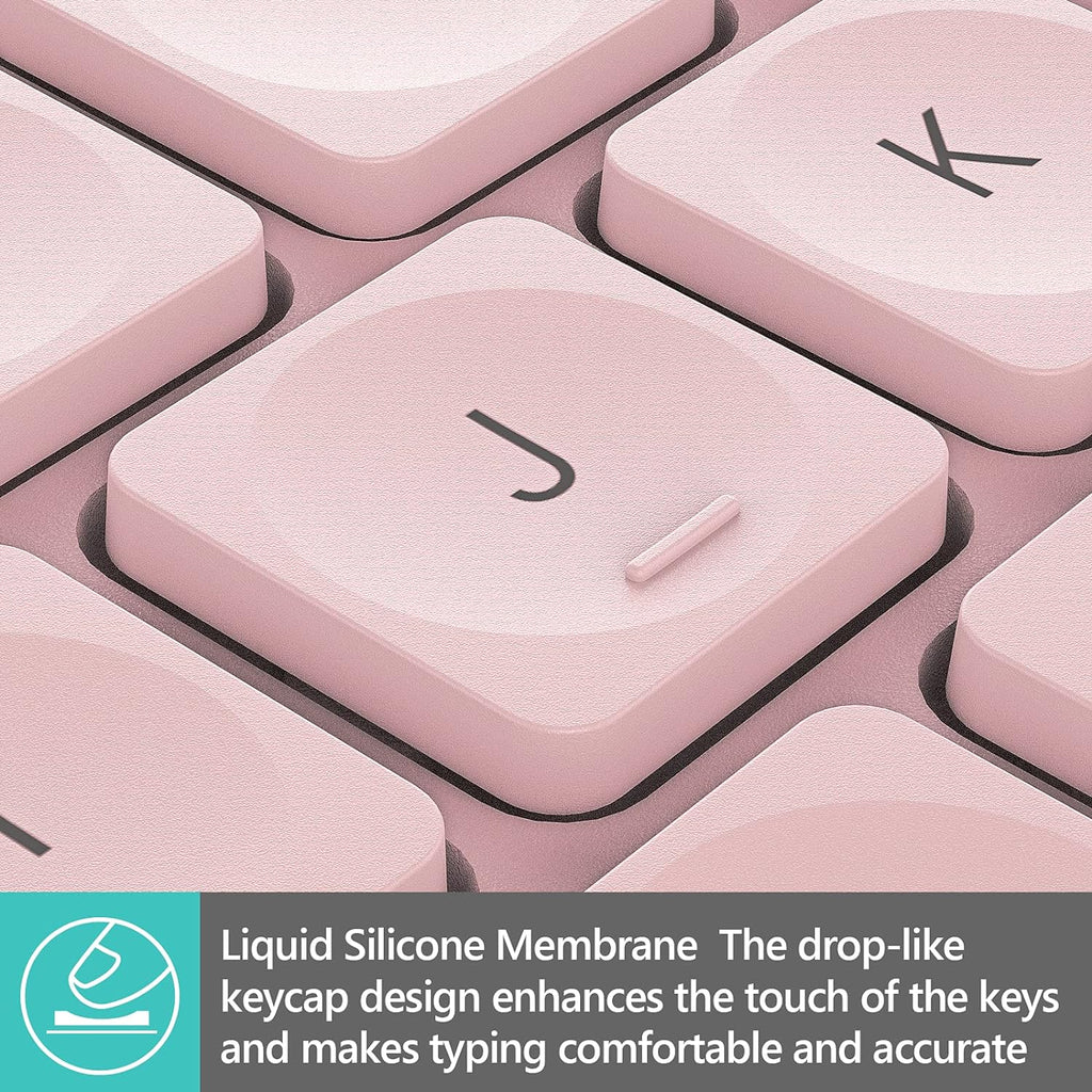 Bluetooth Wireless Keyboard,Bluetooth Keyboard for Ipad Wireless Keyboard with Phone Holder and Mouse Pad,Tablet Keyboard USB Keyboard for Smatphone,Tablets,Pc, Computer, Laptop, Mac(Pink)