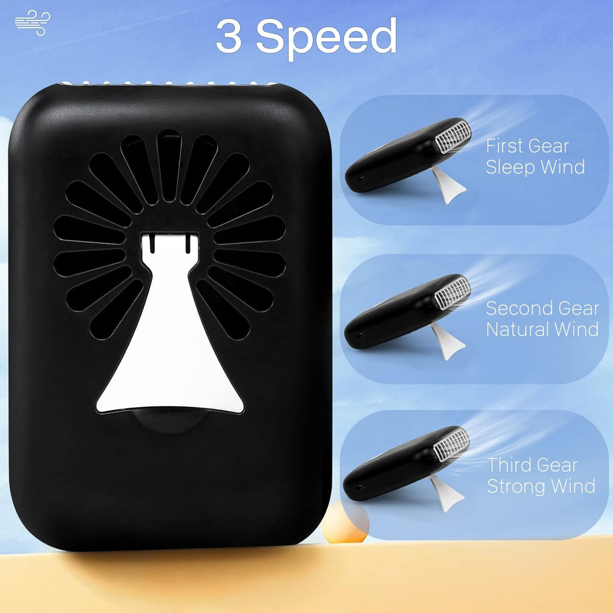 Eyelash Mini Lash Fan for Eyelash Extension Portable Lash Fan Dryer Handheld Rechargable USB Eyelashes Fans with 3 Adjustable Speed Cooling Air Fans Eyelashes Extension Application (Black)