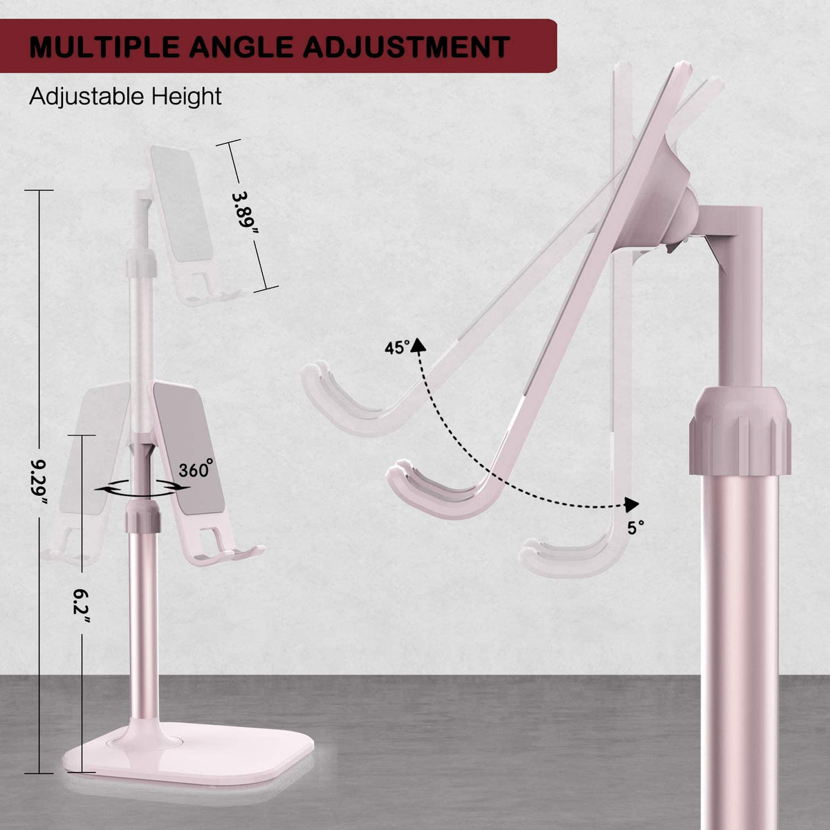 Cell Phone Stand, Valentine'S Day Gifts for Teens Girls Boys Adults Women Men Mom Wife, Phone Stand for Desk, Phone Holder Stand Compatible with Iphone and All Mobile Phones Tablet, Pink